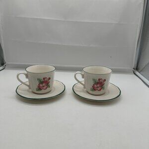 EUC Epoch Market Day Cup Mug & Saucer Indonesia Fruit 2 Sets